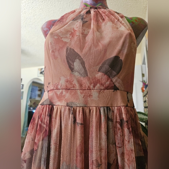Candalite Halter Top Pink Floral Dress - Picture 3 of 5